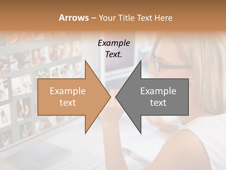 Desk Woman Pretty PowerPoint Template