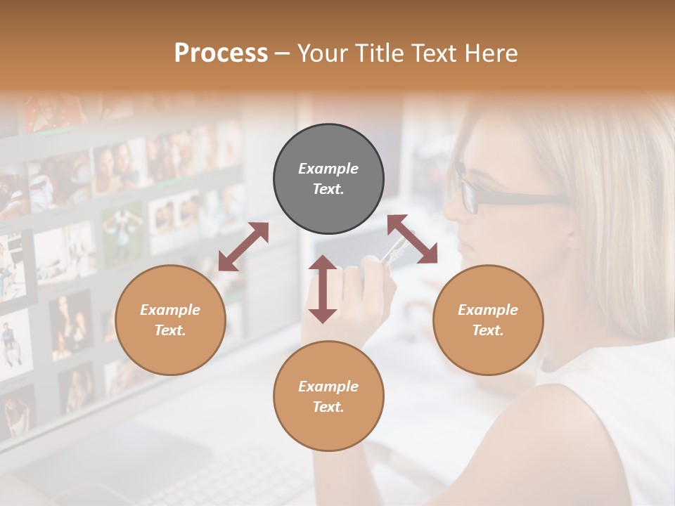 Desk Woman Pretty PowerPoint Template