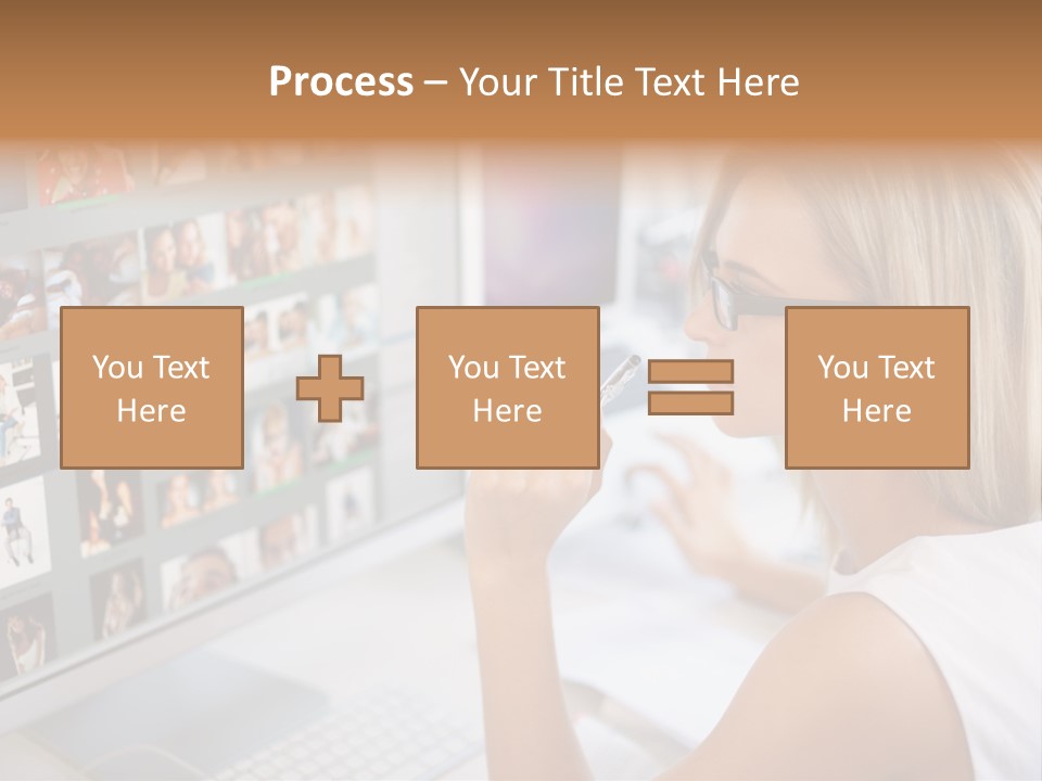 Desk Woman Pretty PowerPoint Template