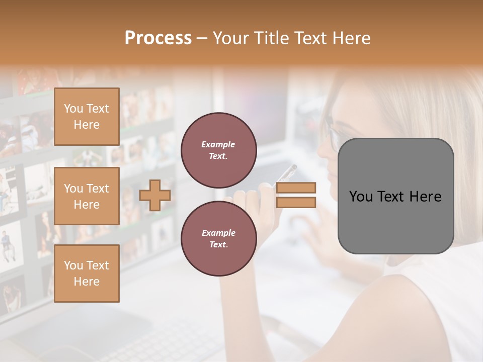 Desk Woman Pretty PowerPoint Template
