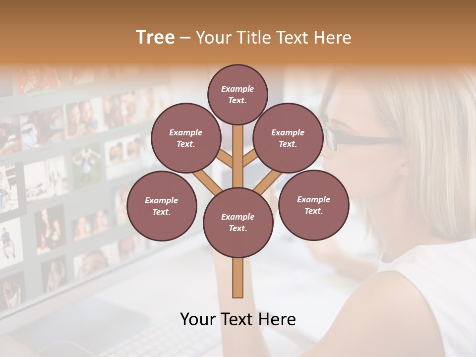 Desk Woman Pretty PowerPoint Template