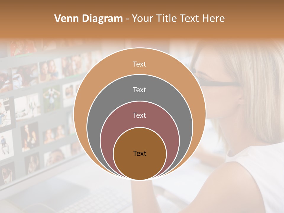 Desk Woman Pretty PowerPoint Template