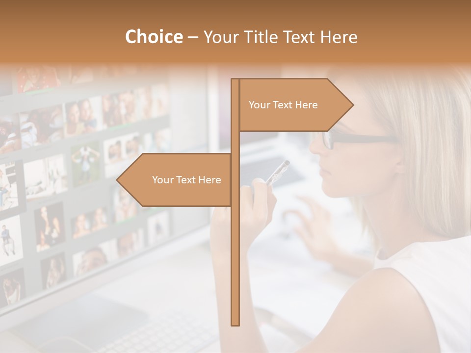 Desk Woman Pretty PowerPoint Template