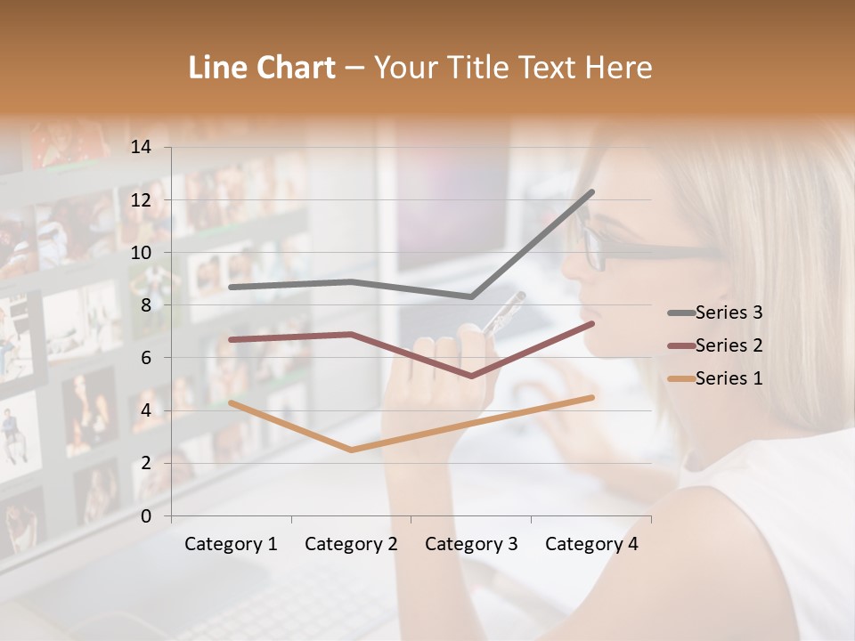 Desk Woman Pretty PowerPoint Template