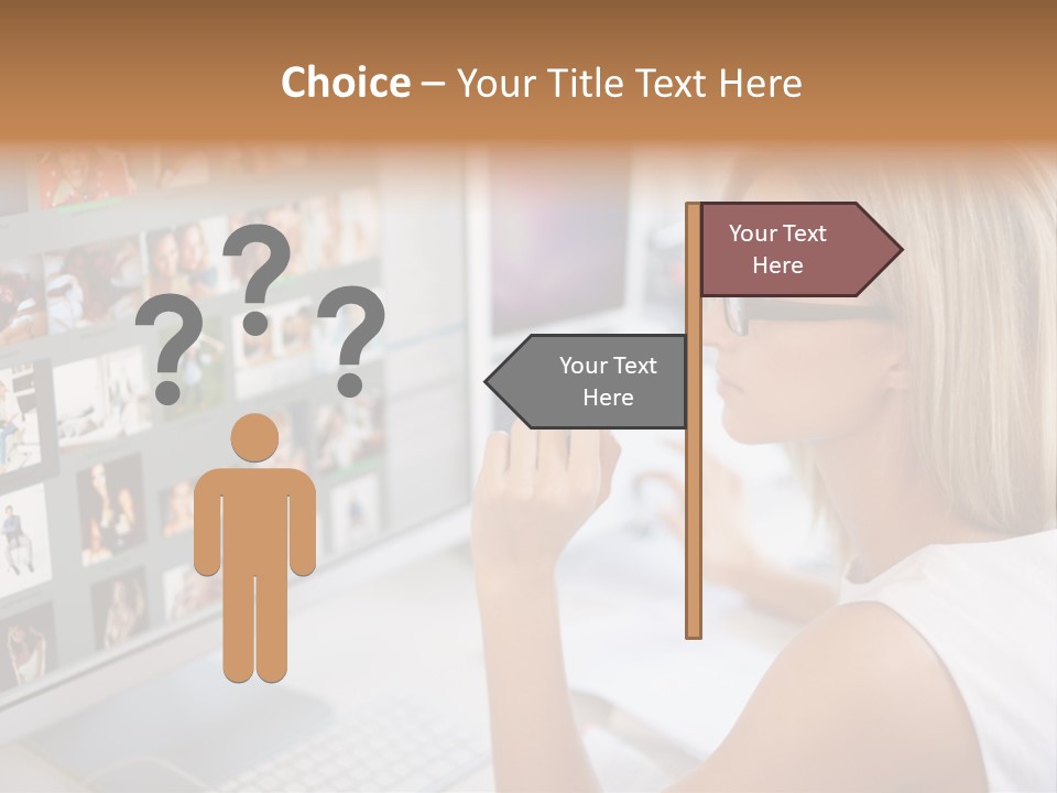 Desk Woman Pretty PowerPoint Template