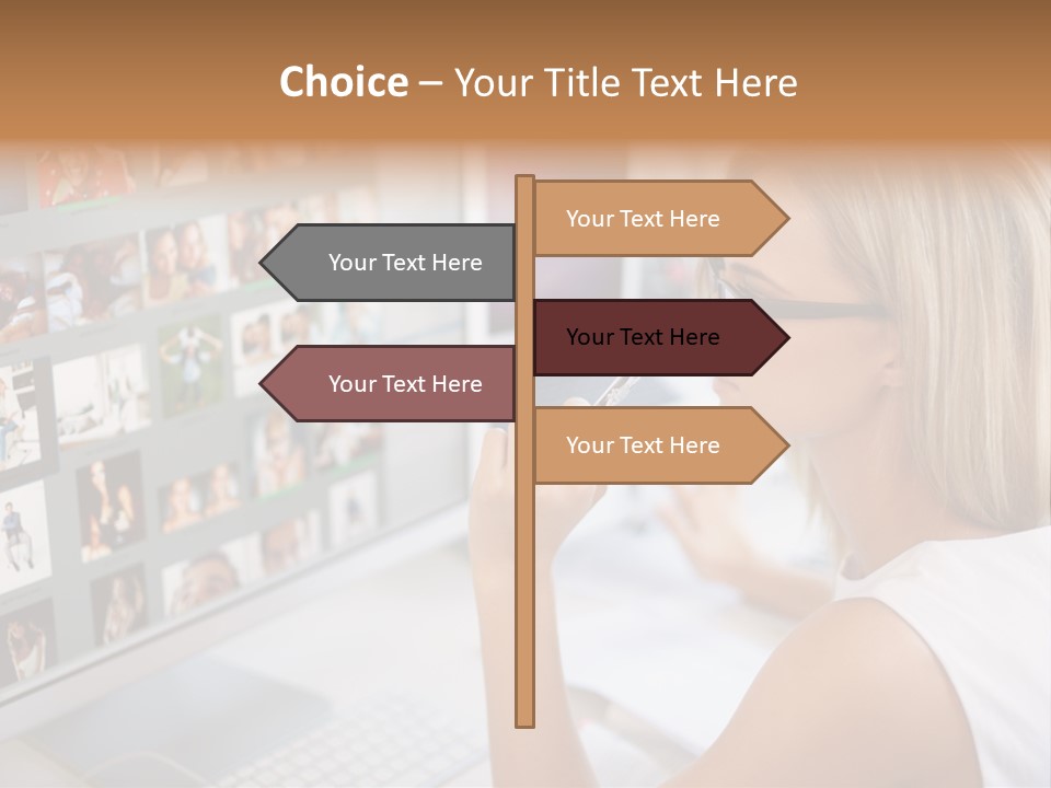 Desk Woman Pretty PowerPoint Template