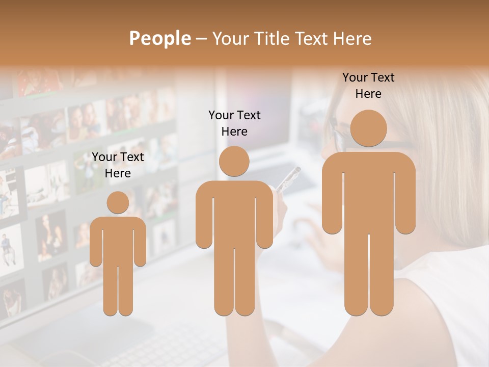 Desk Woman Pretty PowerPoint Template