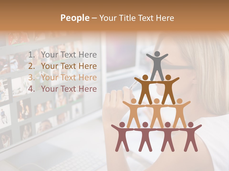 Desk Woman Pretty PowerPoint Template