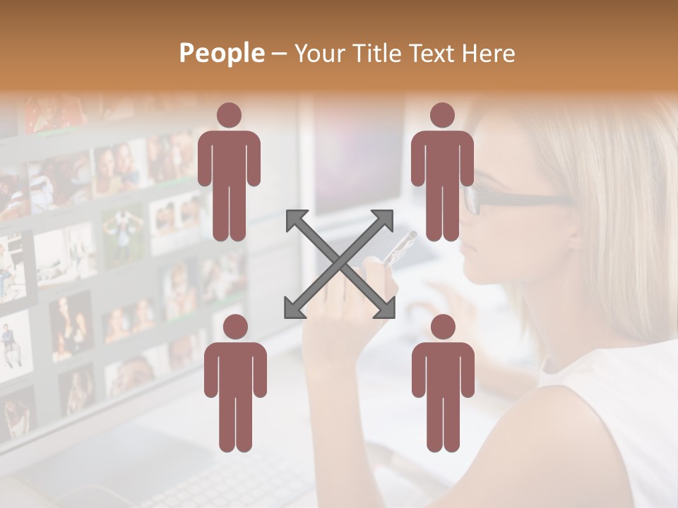 Desk Woman Pretty PowerPoint Template