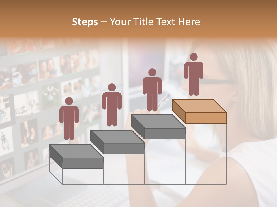 Desk Woman Pretty PowerPoint Template