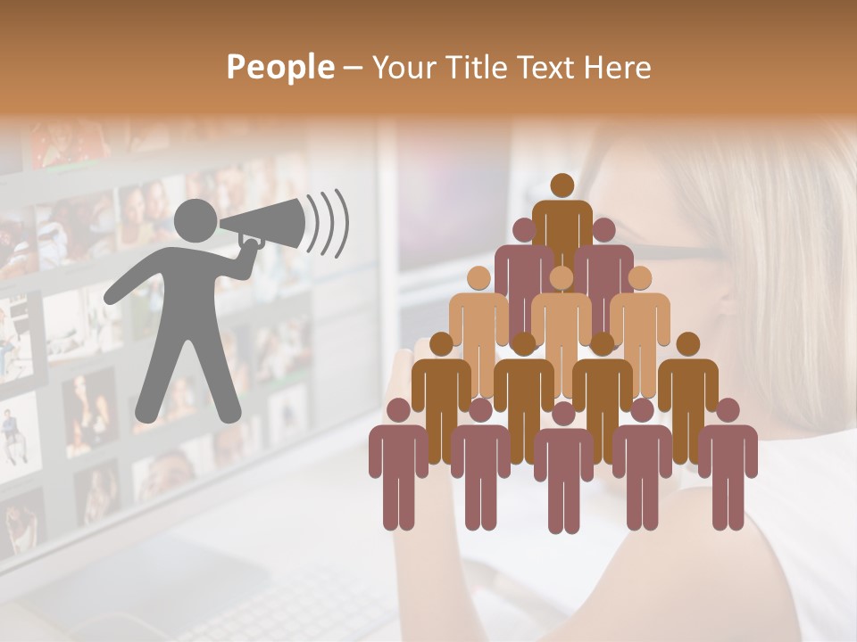 Desk Woman Pretty PowerPoint Template