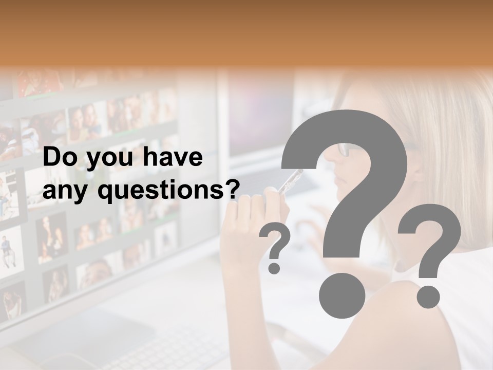 Desk Woman Pretty PowerPoint Template