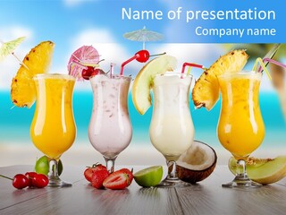 Coconut Cocktail Red PowerPoint Template