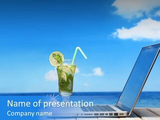 Tropical Laptop Business PowerPoint Template