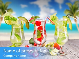 Beach Strawberry Cold PowerPoint Template