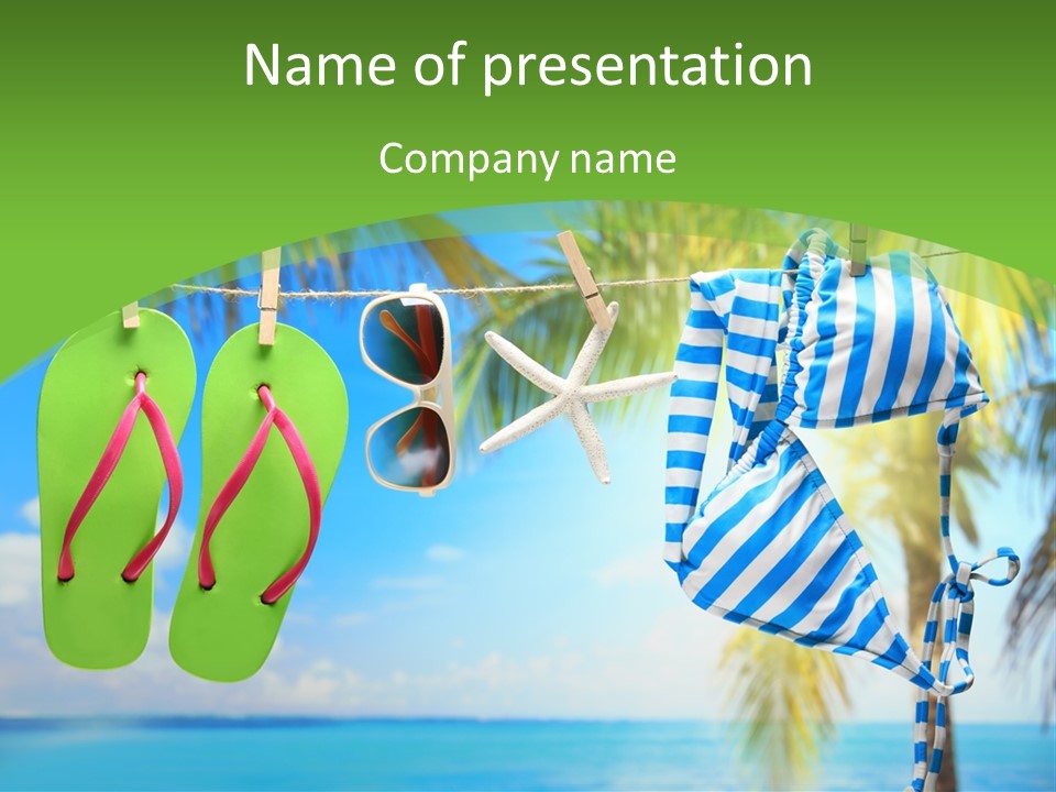 Blue Swim Female PowerPoint Template