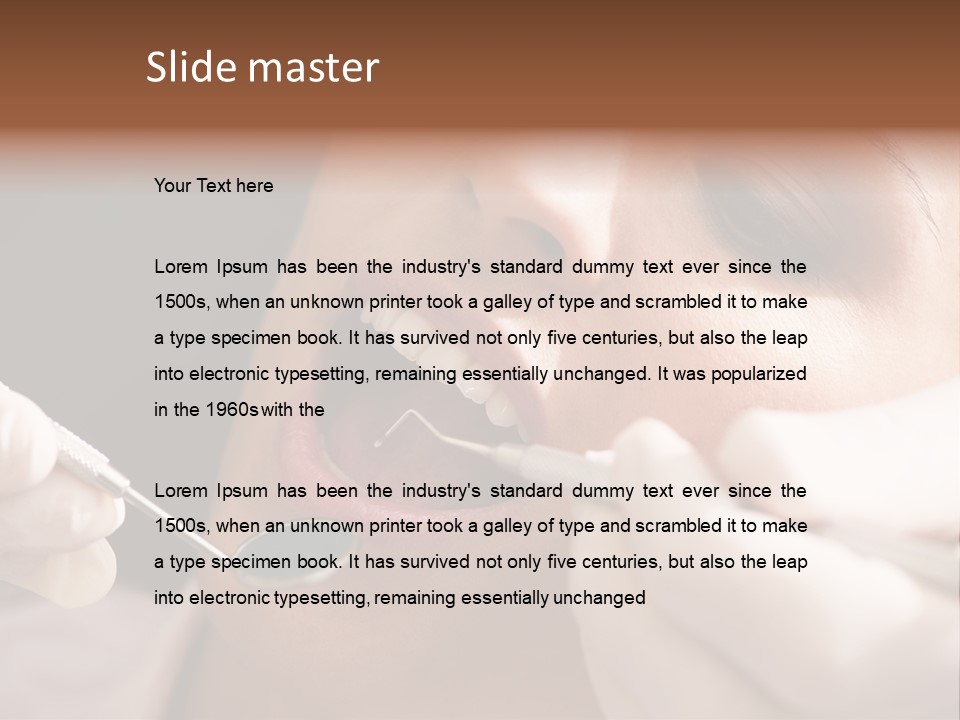 Angled Mirror Caucasian Examining PowerPoint Template