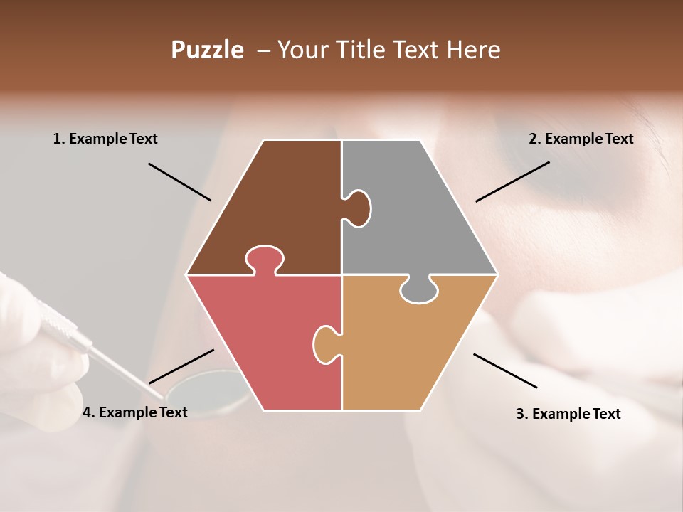 Angled Mirror Caucasian Examining PowerPoint Template
