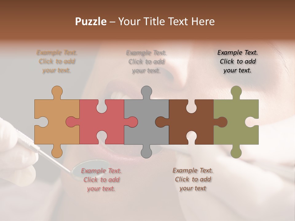 Angled Mirror Caucasian Examining PowerPoint Template