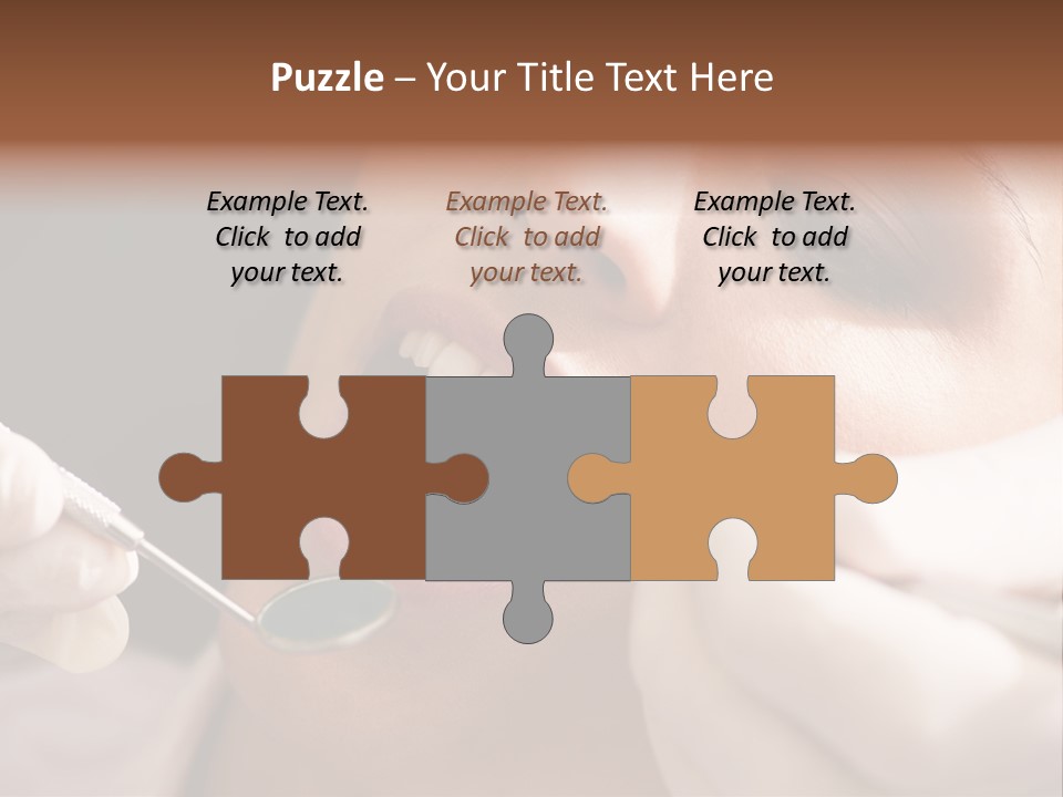 Angled Mirror Caucasian Examining PowerPoint Template