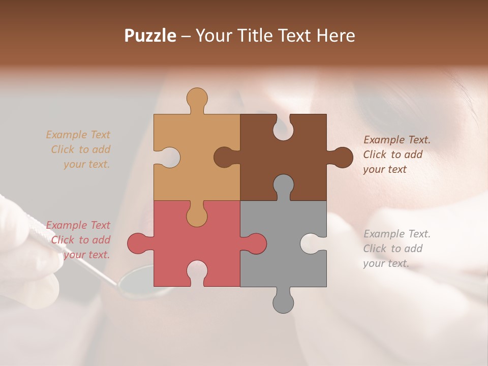 Angled Mirror Caucasian Examining PowerPoint Template