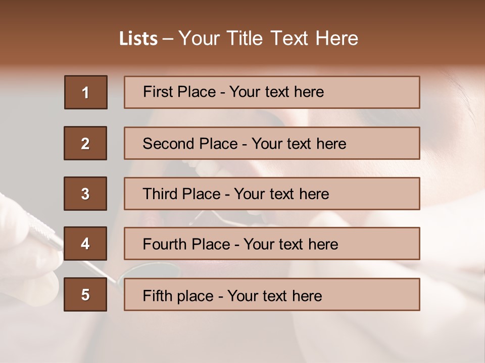 Angled Mirror Caucasian Examining PowerPoint Template