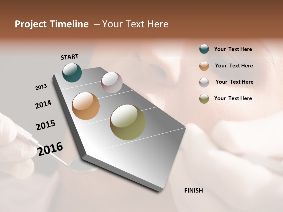 Angled Mirror Caucasian Examining PowerPoint Template