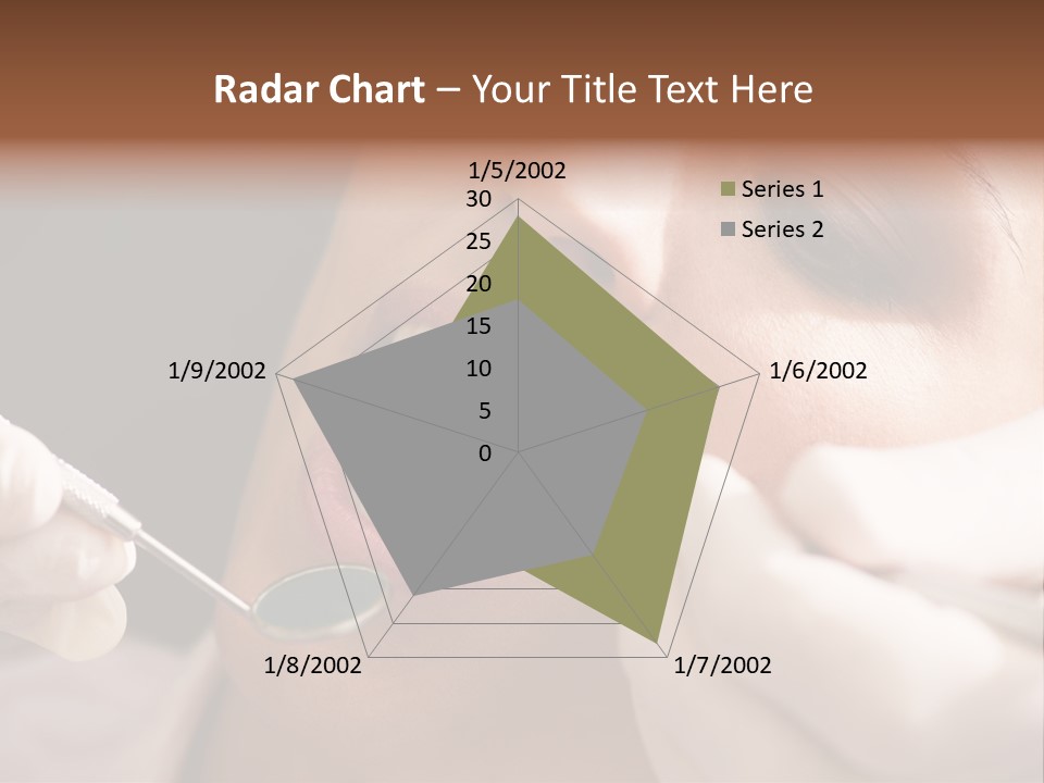 Angled Mirror Caucasian Examining PowerPoint Template