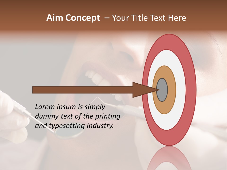 Angled Mirror Caucasian Examining PowerPoint Template