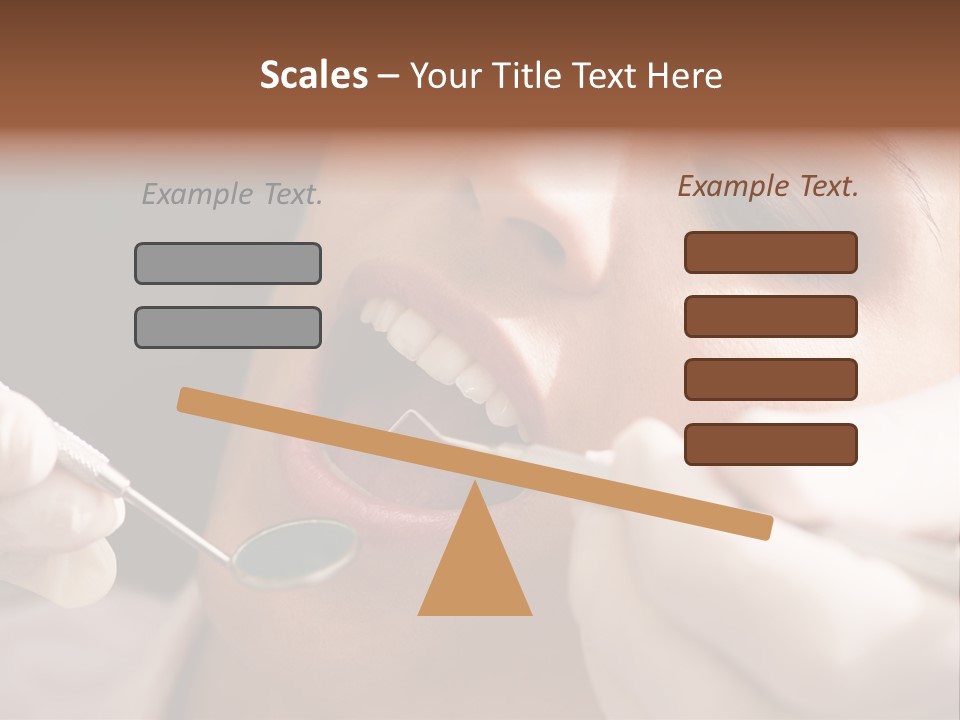 Angled Mirror Caucasian Examining PowerPoint Template