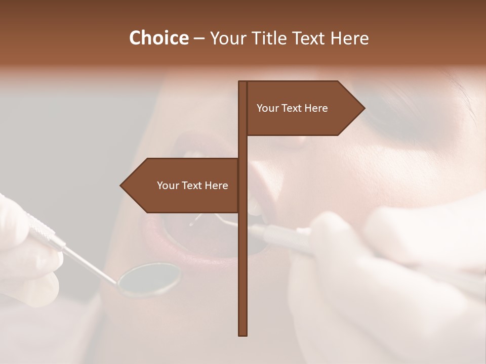 Angled Mirror Caucasian Examining PowerPoint Template