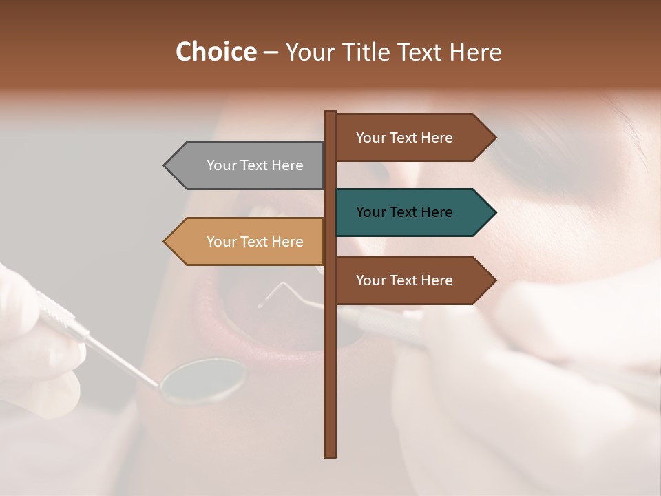 Angled Mirror Caucasian Examining PowerPoint Template