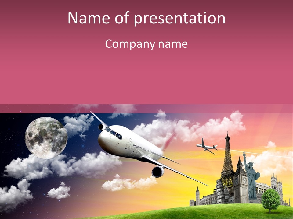 Aircraft Land Night PowerPoint Template