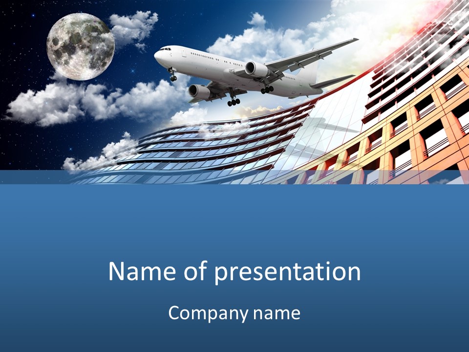 Transportation Airoplane Green PowerPoint Template