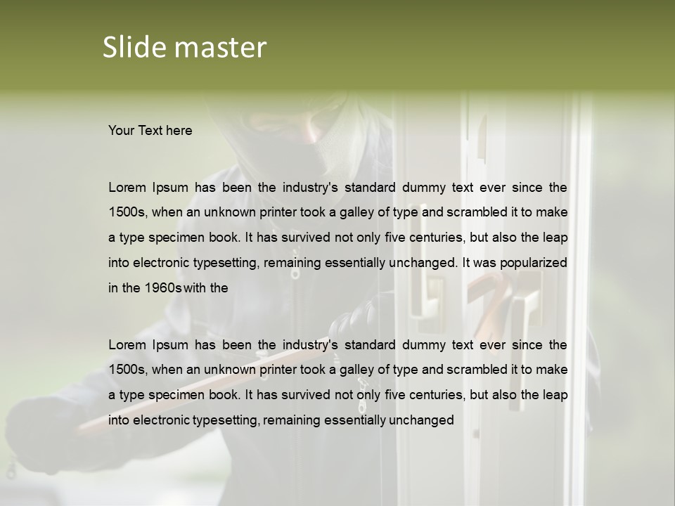 Maskiert Aufbrechen Einbruchsdiebstahl PowerPoint Template