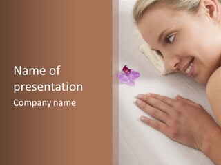 Spa Treatment Lying Down Toothy Smile PowerPoint Template