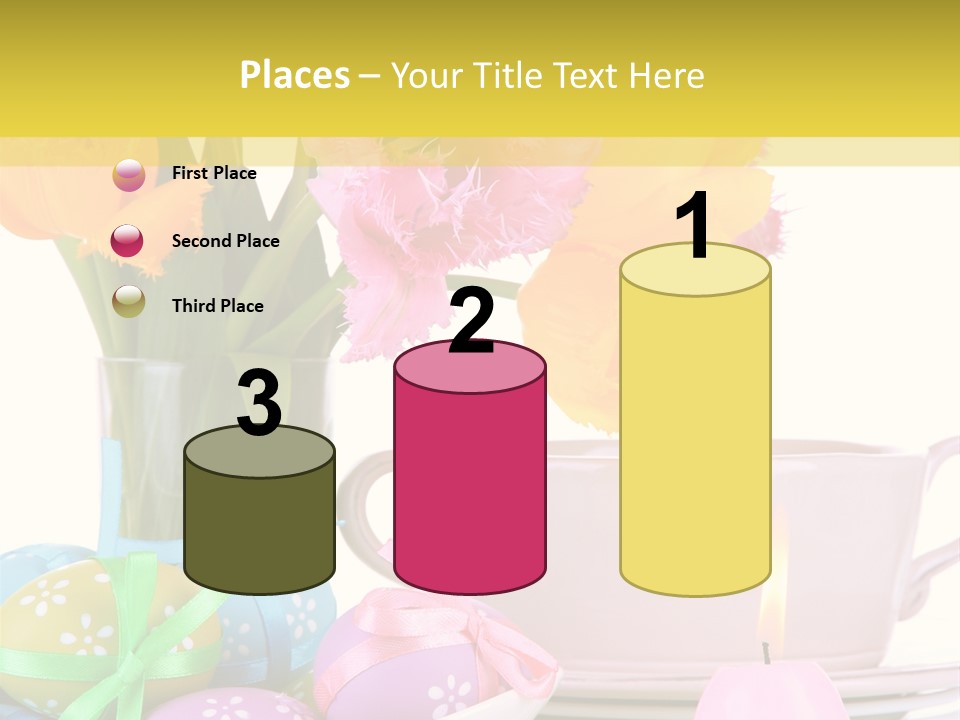 A Table Topped With A Vase Filled With Pink And Yellow Flowers PowerPoint Template