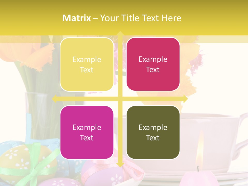 A Table Topped With A Vase Filled With Pink And Yellow Flowers PowerPoint Template
