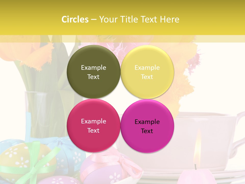 A Table Topped With A Vase Filled With Pink And Yellow Flowers PowerPoint Template