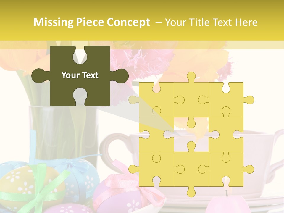 A Table Topped With A Vase Filled With Pink And Yellow Flowers PowerPoint Template