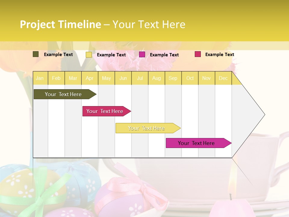 A Table Topped With A Vase Filled With Pink And Yellow Flowers PowerPoint Template