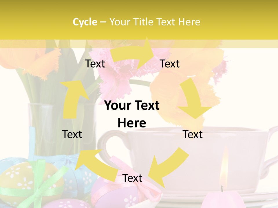 A Table Topped With A Vase Filled With Pink And Yellow Flowers PowerPoint Template