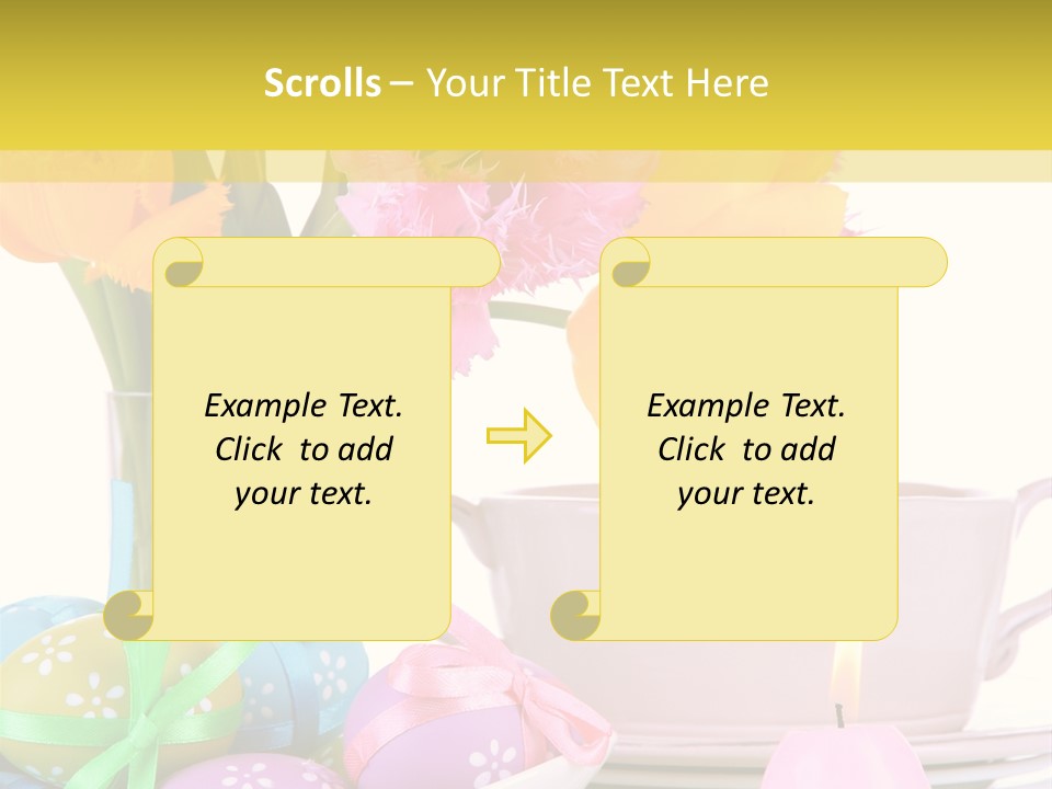 A Table Topped With A Vase Filled With Pink And Yellow Flowers PowerPoint Template