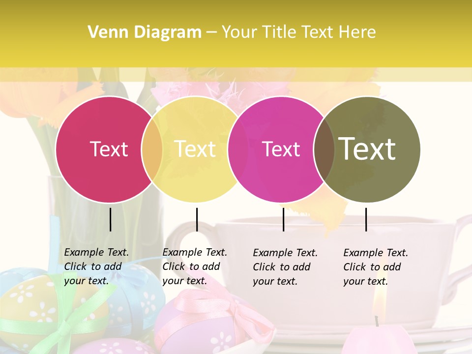 A Table Topped With A Vase Filled With Pink And Yellow Flowers PowerPoint Template