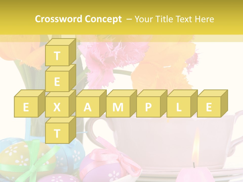 A Table Topped With A Vase Filled With Pink And Yellow Flowers PowerPoint Template