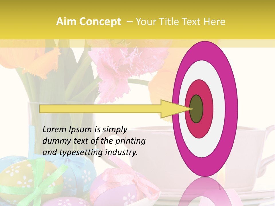 A Table Topped With A Vase Filled With Pink And Yellow Flowers PowerPoint Template