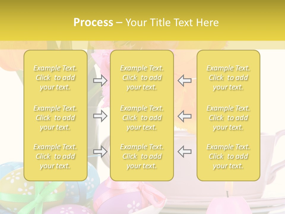 A Table Topped With A Vase Filled With Pink And Yellow Flowers PowerPoint Template