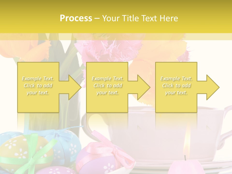 A Table Topped With A Vase Filled With Pink And Yellow Flowers PowerPoint Template