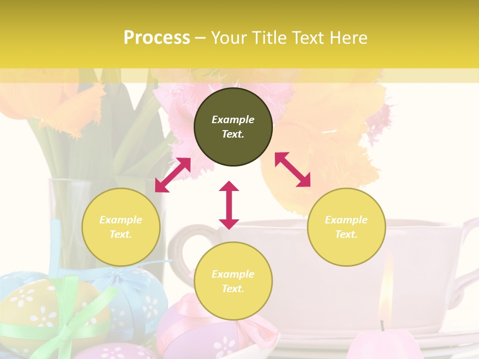 A Table Topped With A Vase Filled With Pink And Yellow Flowers PowerPoint Template