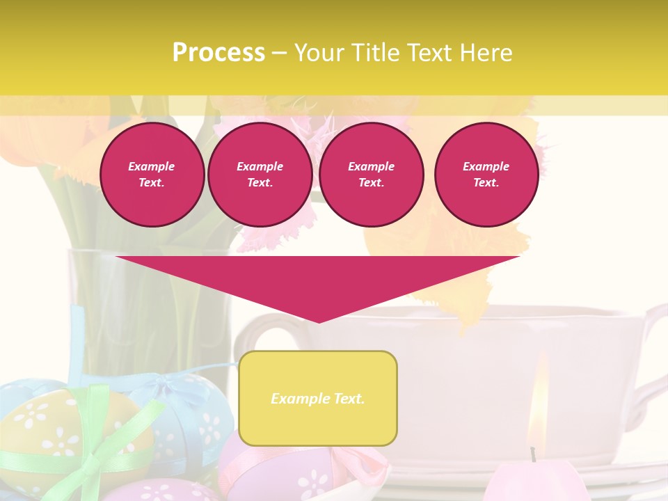 A Table Topped With A Vase Filled With Pink And Yellow Flowers PowerPoint Template